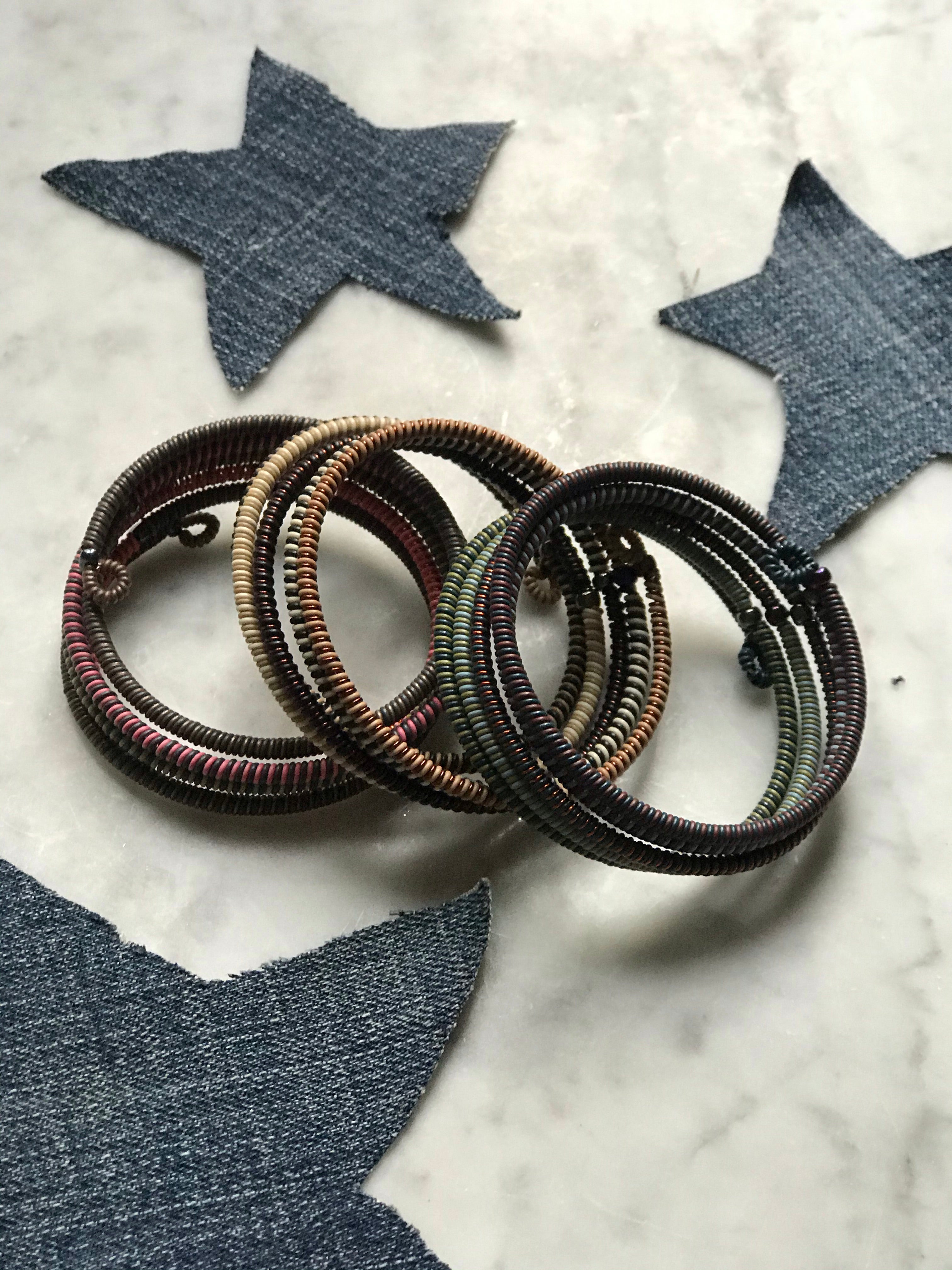 Bracelet striped scoobie, fil de telephone CAPPUCCINO