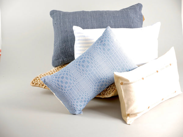 Housse de coussin en coton recyclé, tissé main, gris, 60x40cm