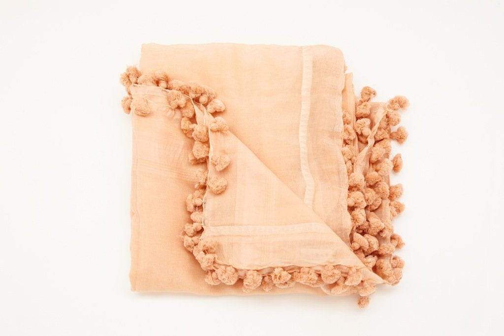 Echarpe dupatta pom pom, corail Image secondaire du produit