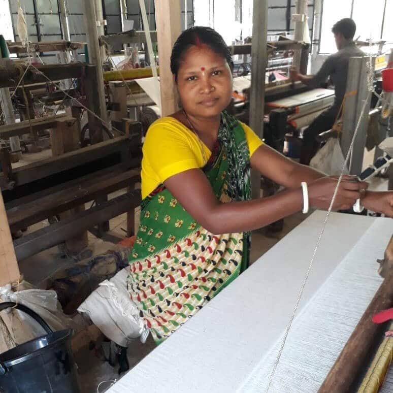 HANDLOOM Plaid en coton recyclé tissé à la main, moutard