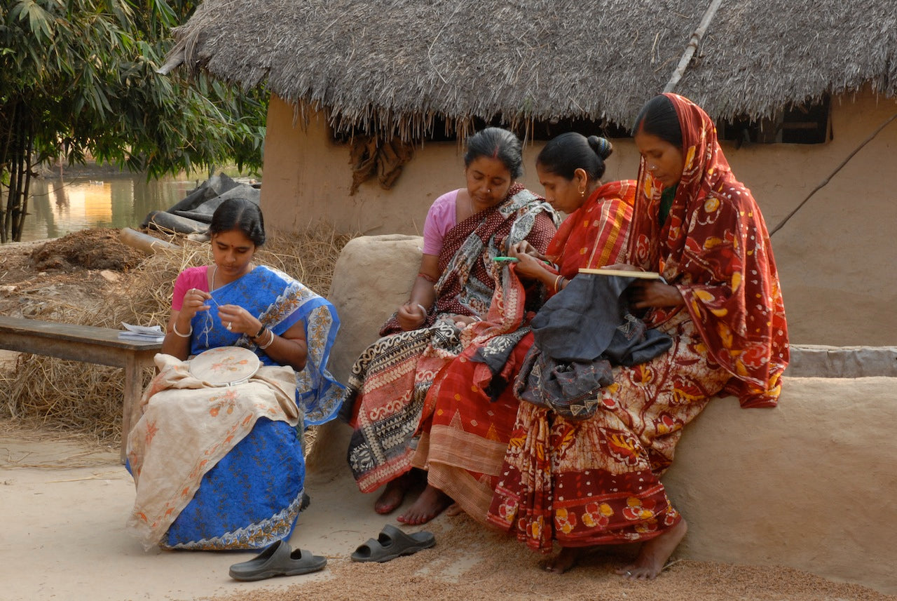 Kantha couvre lit en sari recyclé