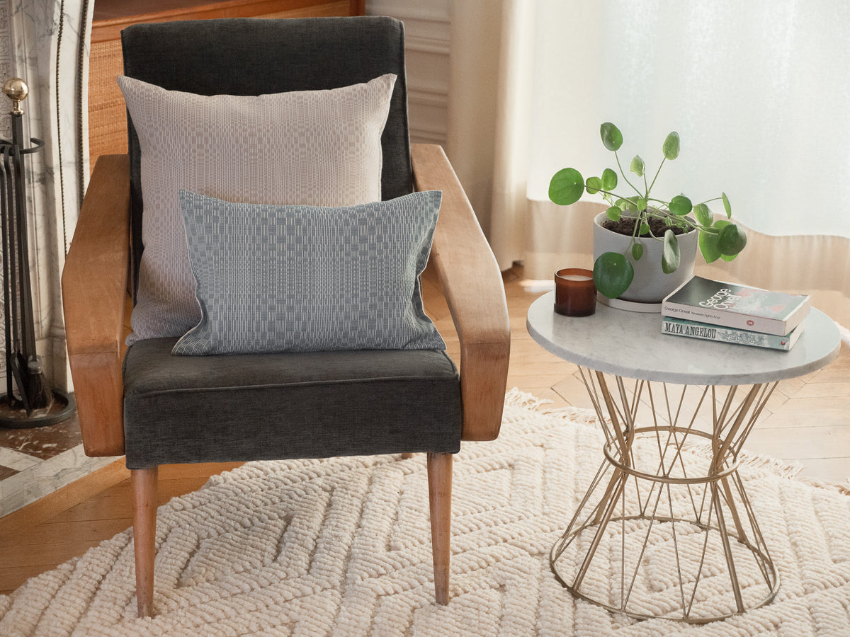 Tapis berbère tissé et noué beige et blanc pur laine, 260 x 170cm