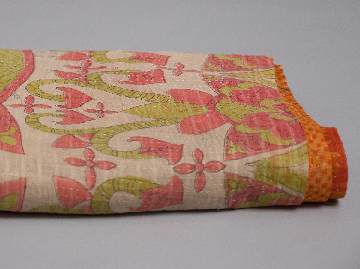 Kantha sari couvre-lit No.1, coton recyclé brodé à la main