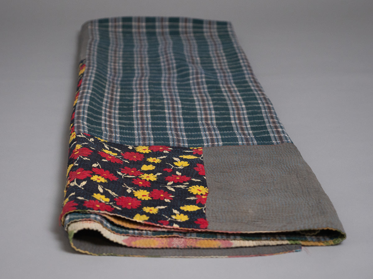 Kantha couvre lit en coton recyclé