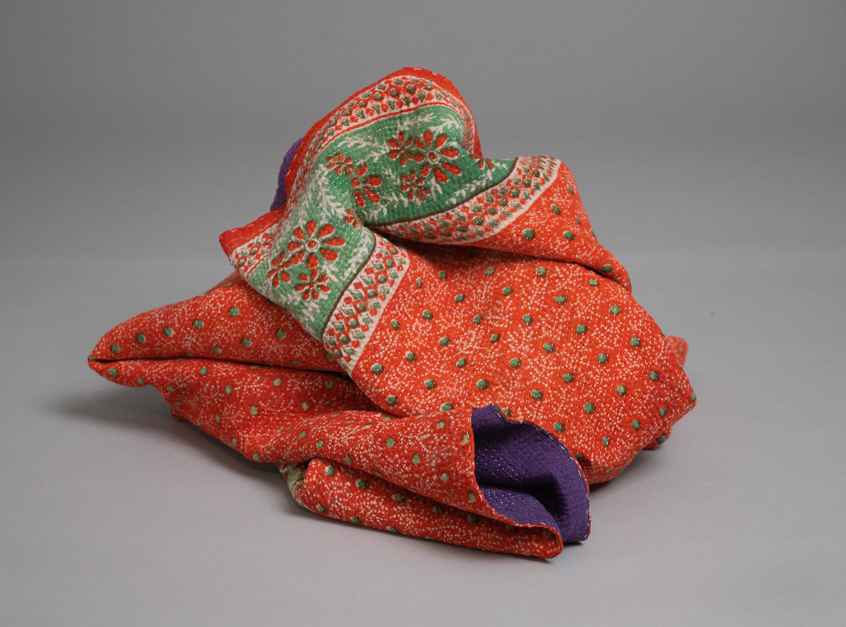 Kantha couvre lit en coton recyclé