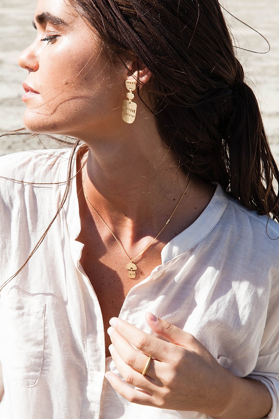  Ines Telles Boucles d'oreilles, solar, argent plaqué or. 